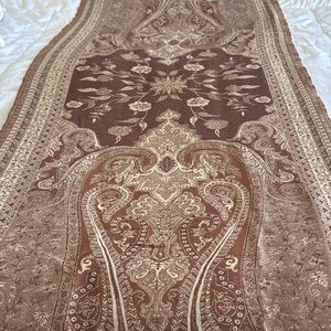 Beautiful long wool wrap, reversible brown and cream, 27”x78”